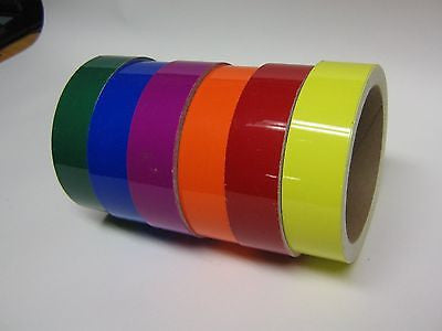 Colored Vinyl Plastic Tape, any 6 rolls of 1  inch x 25 ft, Glossy Tape Gloss