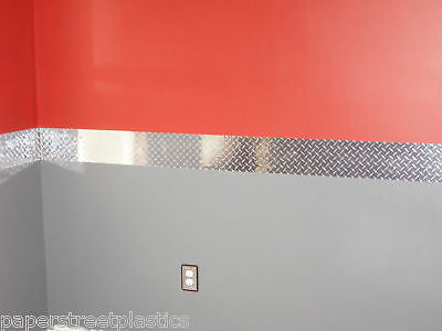 Diamond Plate Metallic Border Vinyl 8 " x 30 Ft, Silver