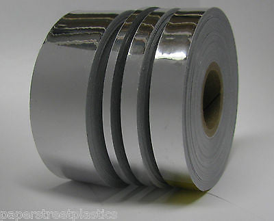 Chrome Tape Set, 1/8", 1/4", 1/2" and 1" x 50 ft rolls of  Silver Mirror Tape