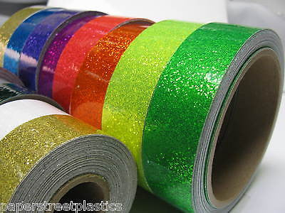 6 Rolls of Glitter Flake Vinyl Tape,  choose your color and sizes. Sparkle Tape